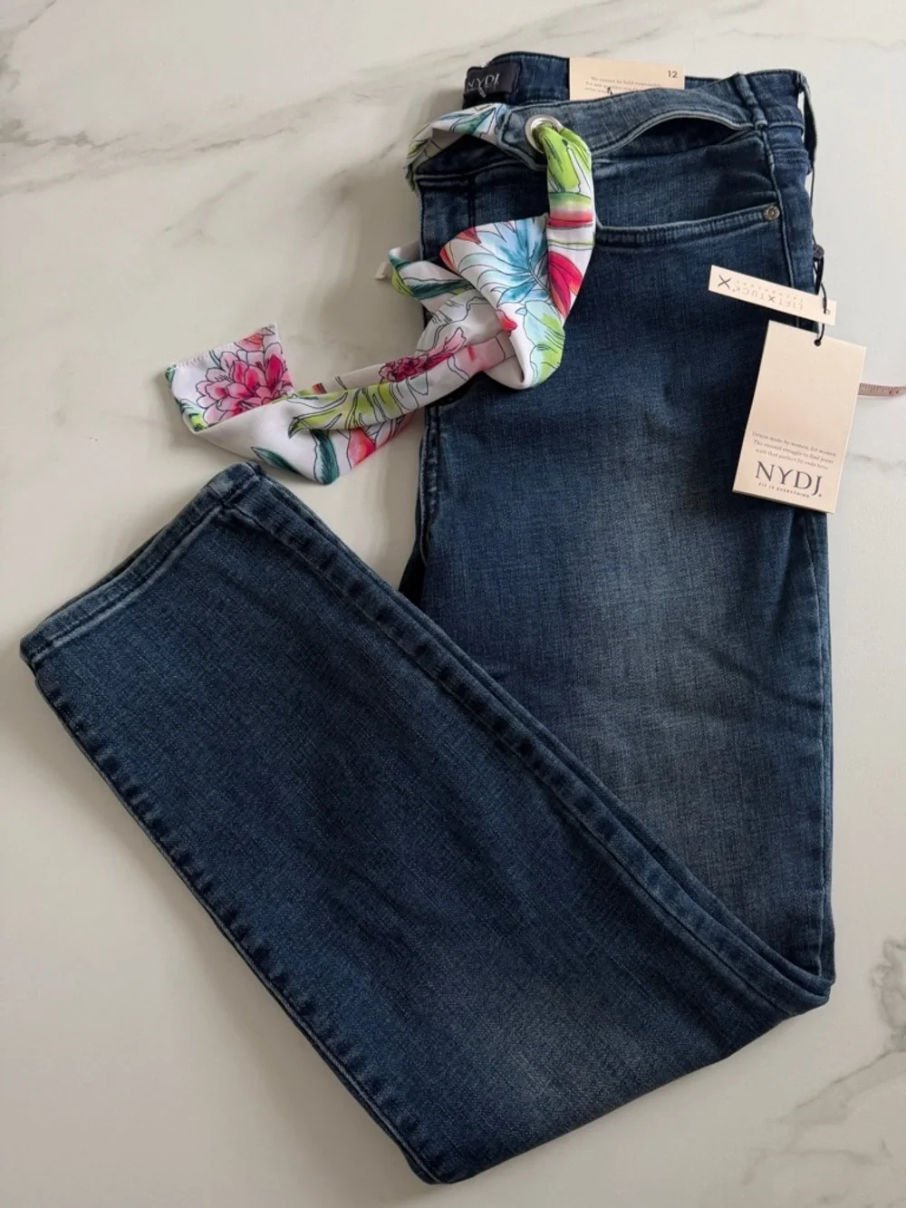 NYDJ Mid-Rise Cropped Skinny Jeans - Medium Blue Wash